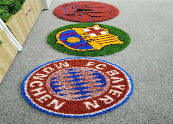 Basketball Team Logo 20mm Height Circle Artificial Grass For Decoration European Cup